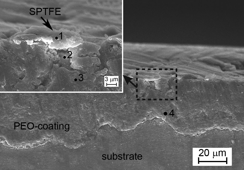 Figure of polymer-composite (SDTFE) protecting coating cross-grinding on the product ships power engineering